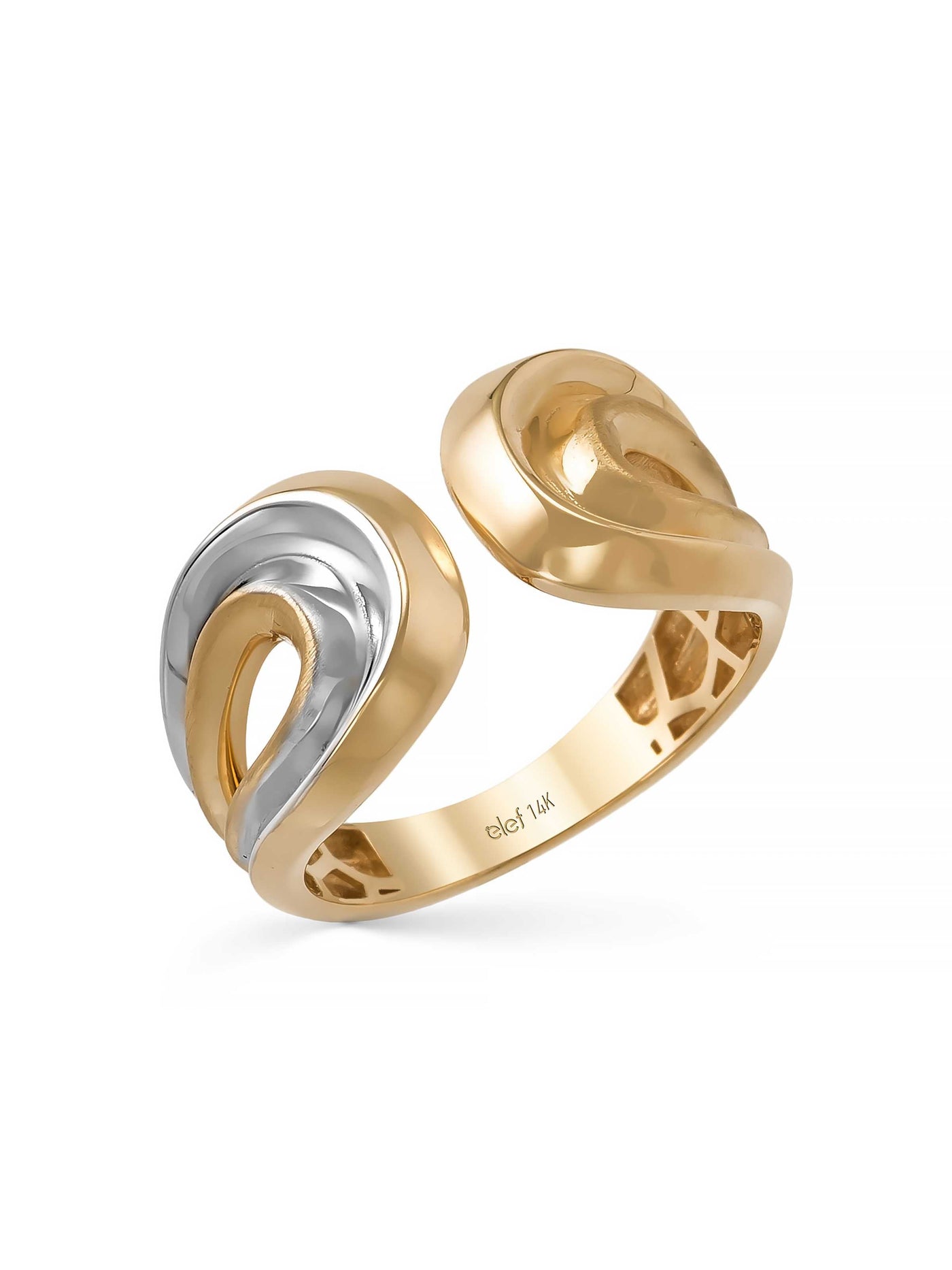 Double Color Spiral Form Ring in 14K Gold by Elef Jewelry