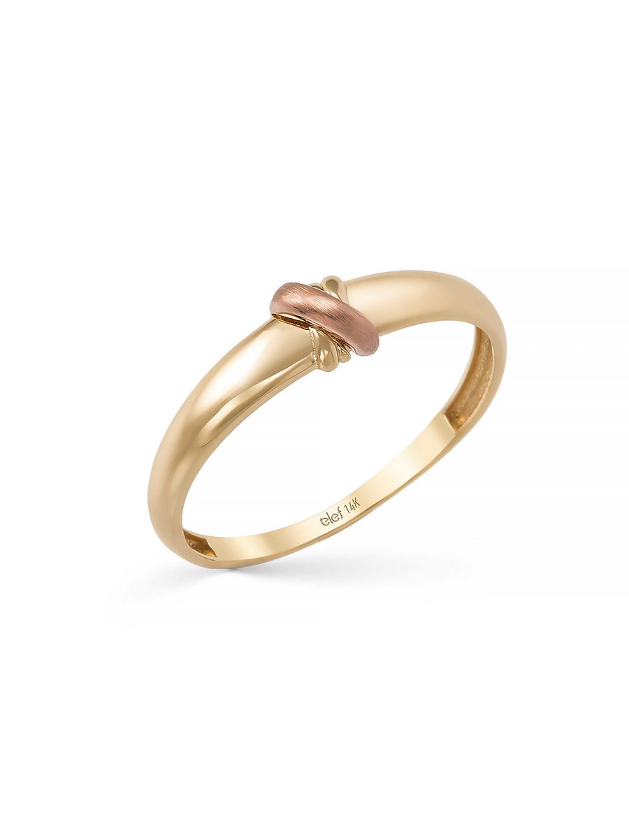 Double Multicolor Modern Knot Ring in 14K Gold