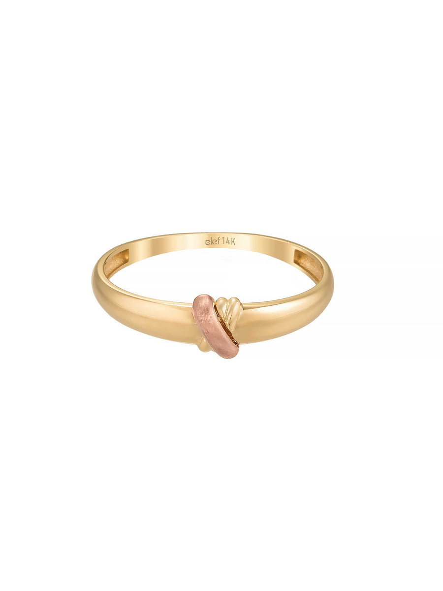Double Multicolor Modern Knot Ring in 14K Gold