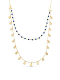 Double Row Pul & Bead Necklace in 14K Gold by Elef Jewelry