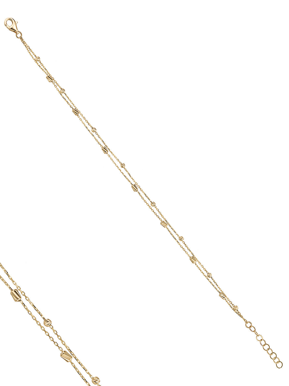 Double Row Cylinder & Dorika Bead Bracelet in 14K Gold by Elef Jewelry