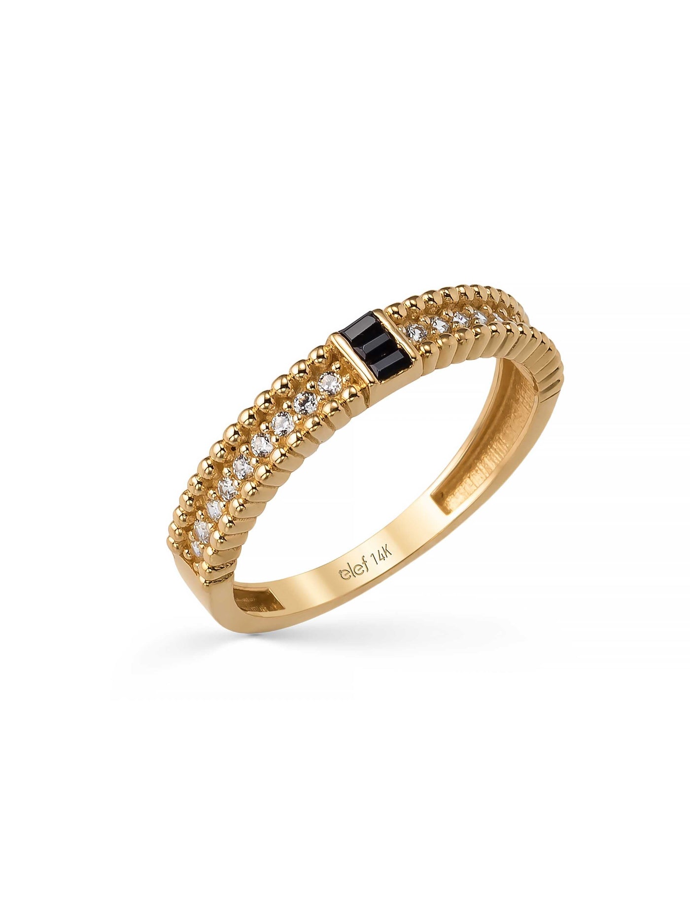 Double Stone-Set Geometric Ring in 14K Gold by Elef Jewelry
