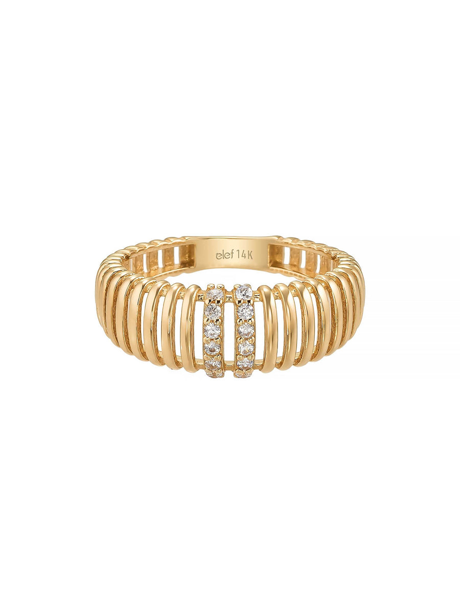 Double Stone-Set Sculptural Ring in 14K Gold