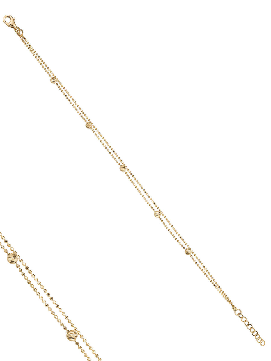 Double Row Bangle Form Dorika Bead Bracelet in 14K Gold
