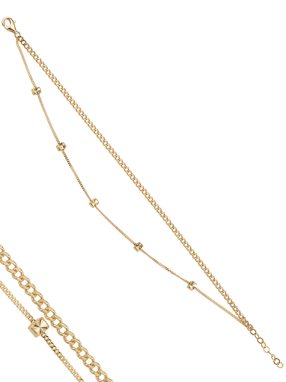 Double Chain Sphere Motif Bracelet in 14K Gold by Elef Jewelry