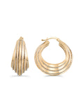 Striped Domed Hoop Earrings in 14K Gold by Elef Jewelry
