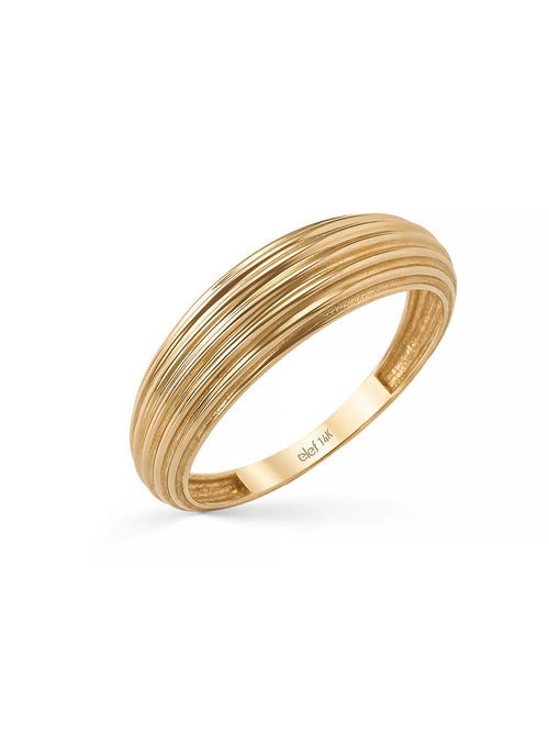 Striped Domed Ring in 14K Gold by Elef Jewelry
