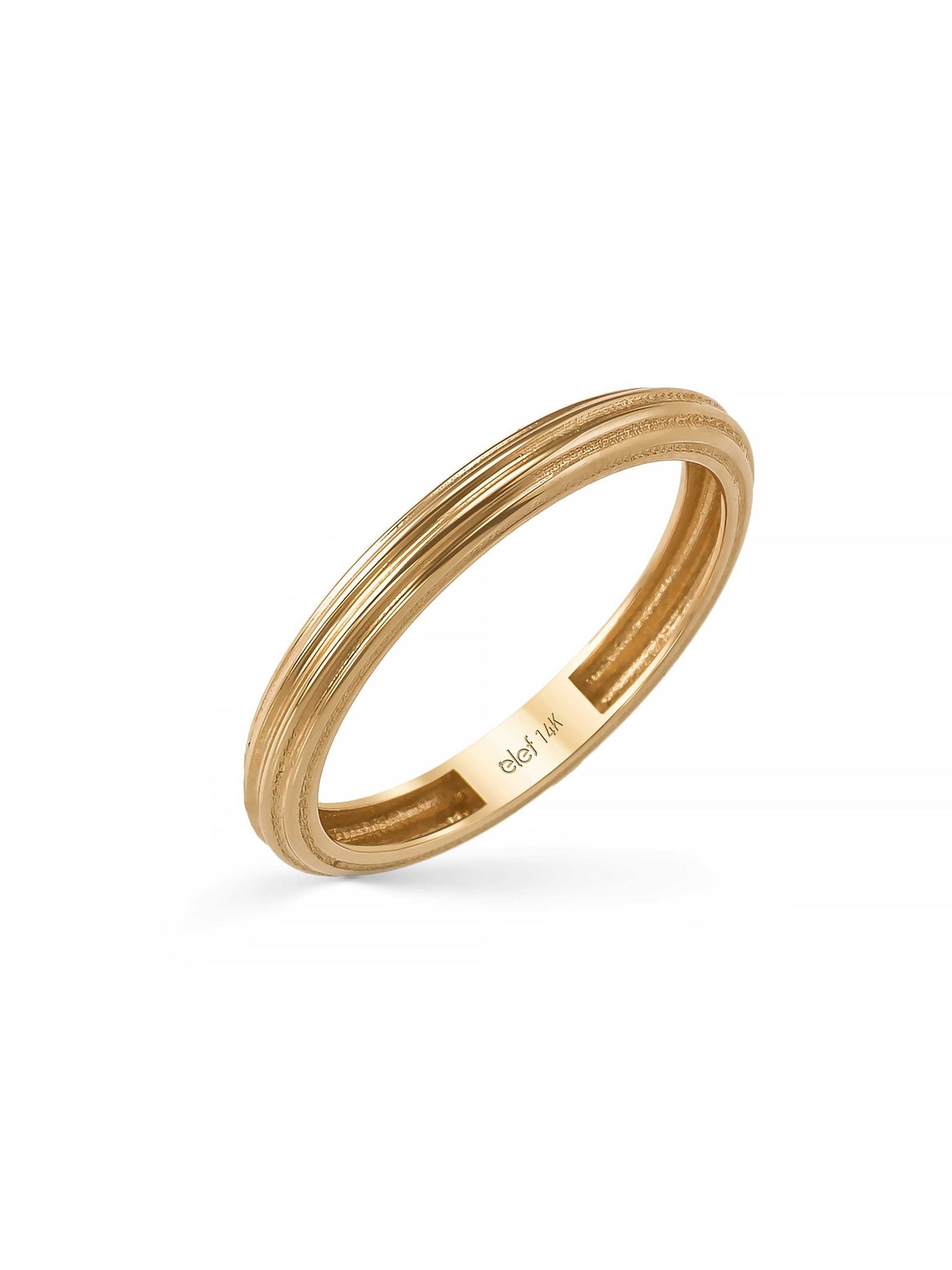 Striped Form Minimal Ring in 14K Gold by Elef Jewelry