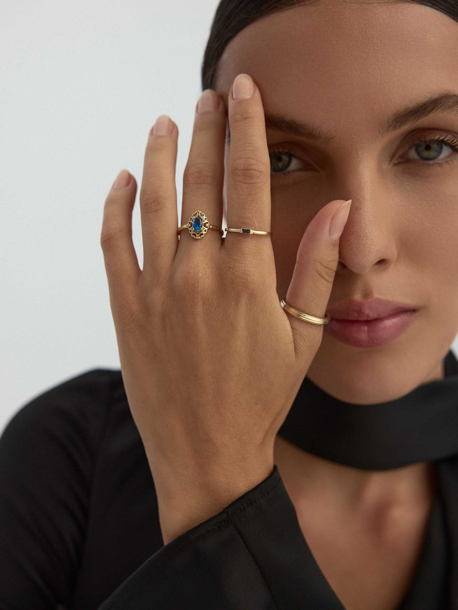 Striped Form Minimal Ring in 14K Gold