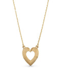 Linear Heart Necklace in 14K Gold by Elef Jewelry