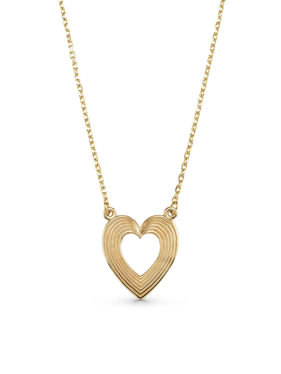 Linear Heart Necklace in 14K Gold