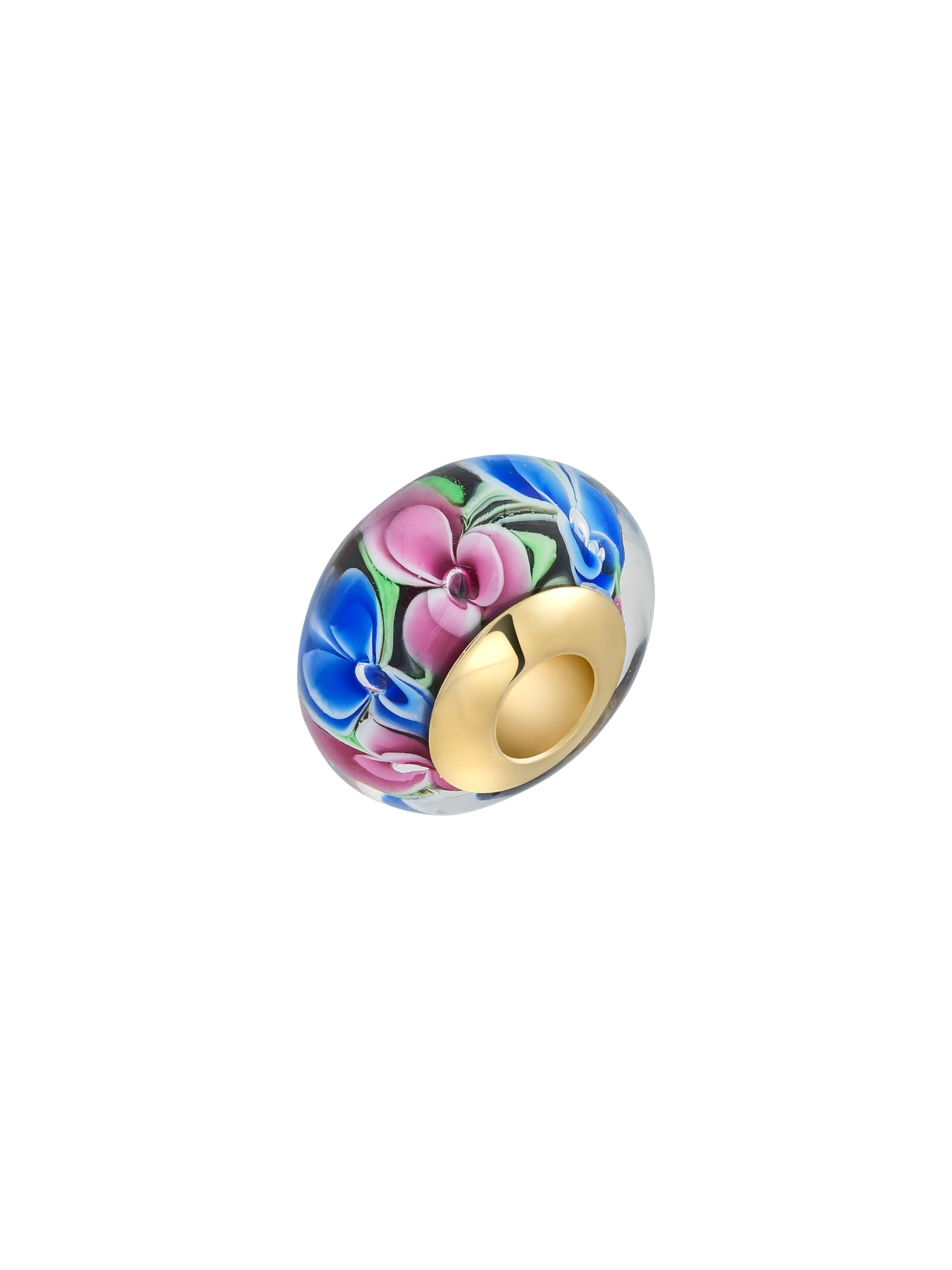 Multicolor Flower Murano Glass Charm in 14K Gold by Elef Jewelry