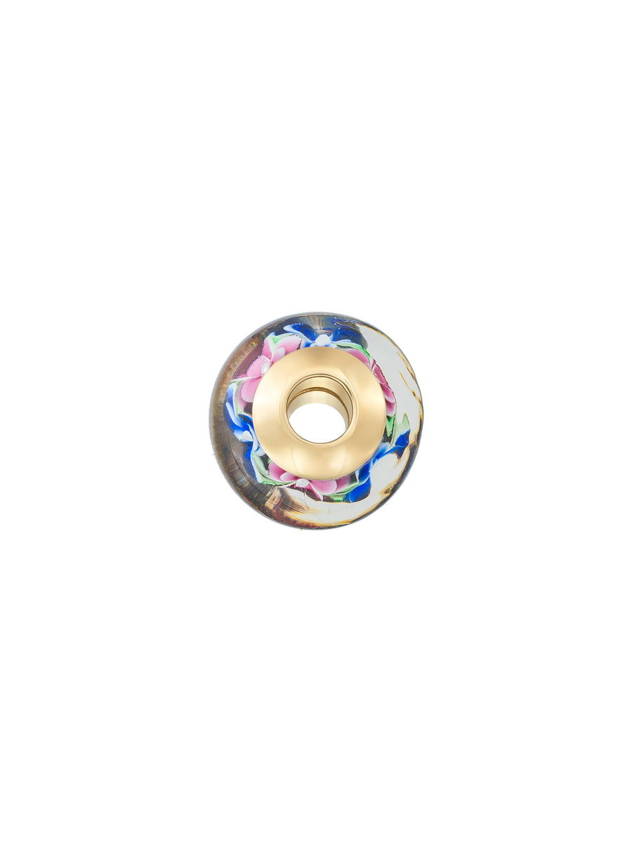 Multicolor Flower Murano Glass Charm in 14K Gold