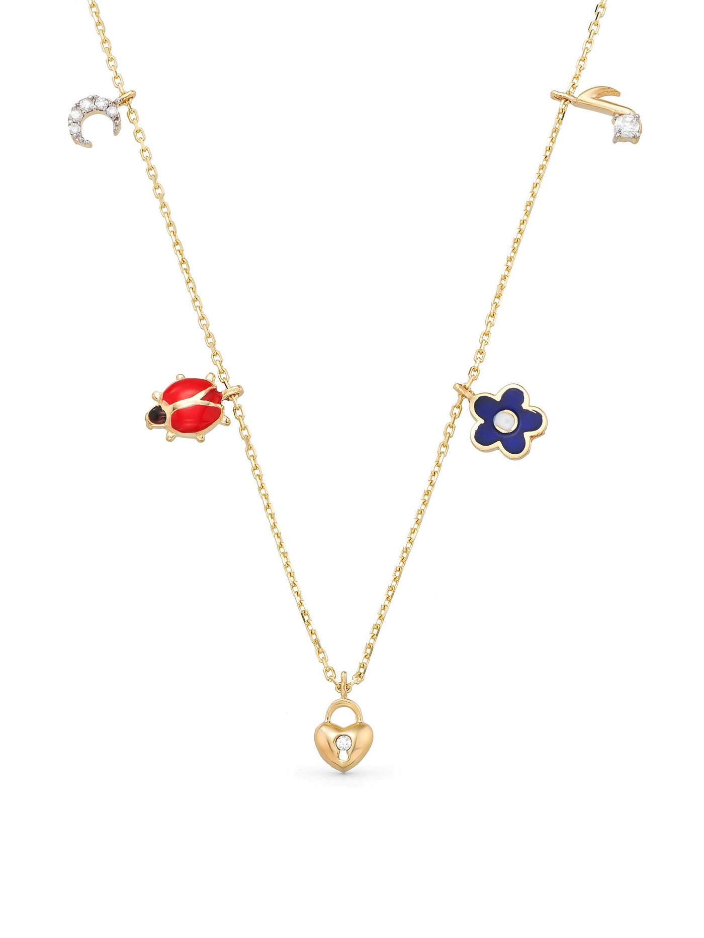 Multicolor Necklace in 14K Gold by Elef Jewelry