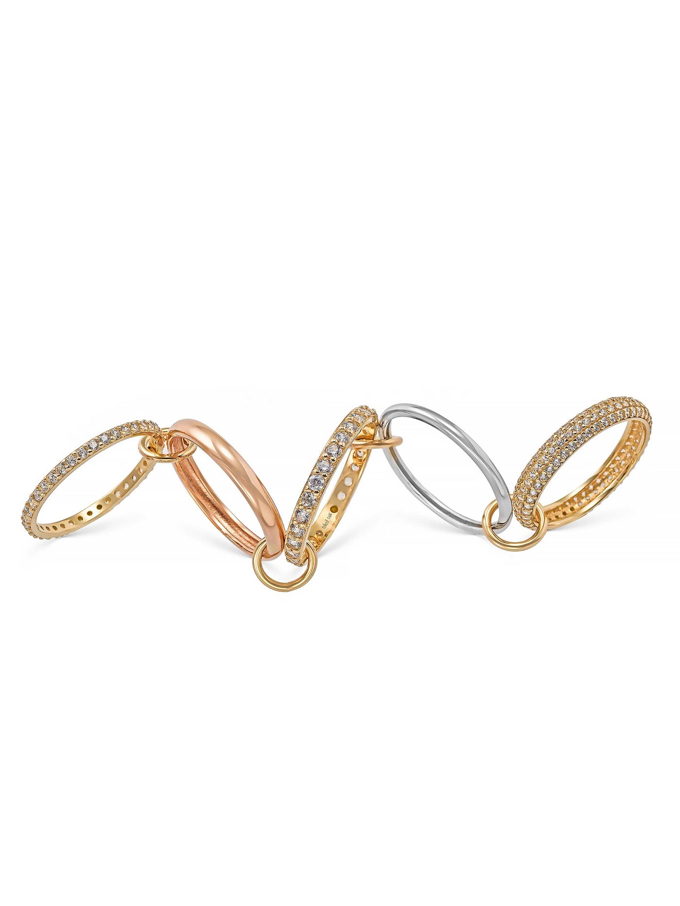 Multicolor Hoop & Stone Accents Ring in 14K Gold by Elef Jewelry