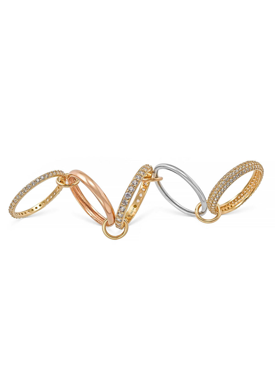 Multicolor Hoop & Stone Accents Ring in 14K Gold
