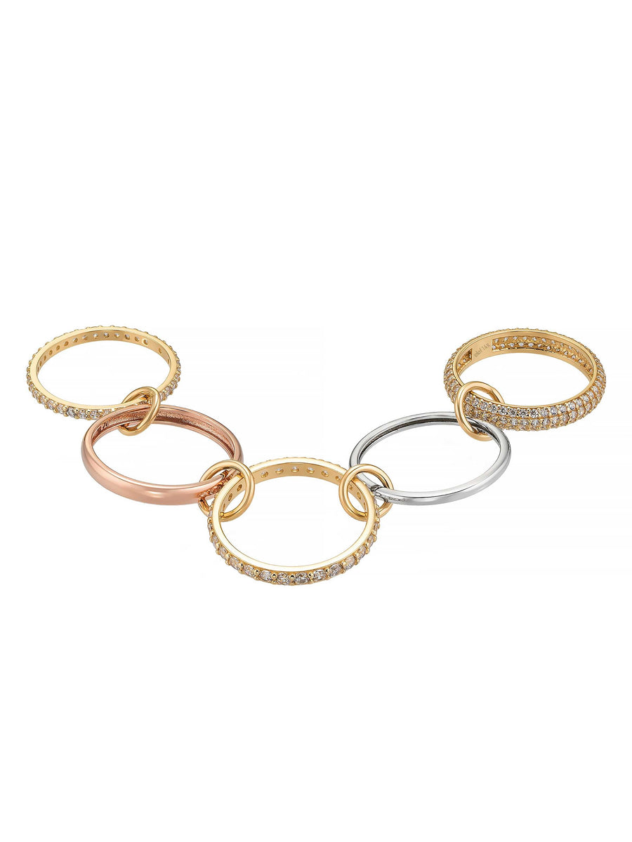 Multicolor Hoop & Stone Accents Ring in 14K Gold