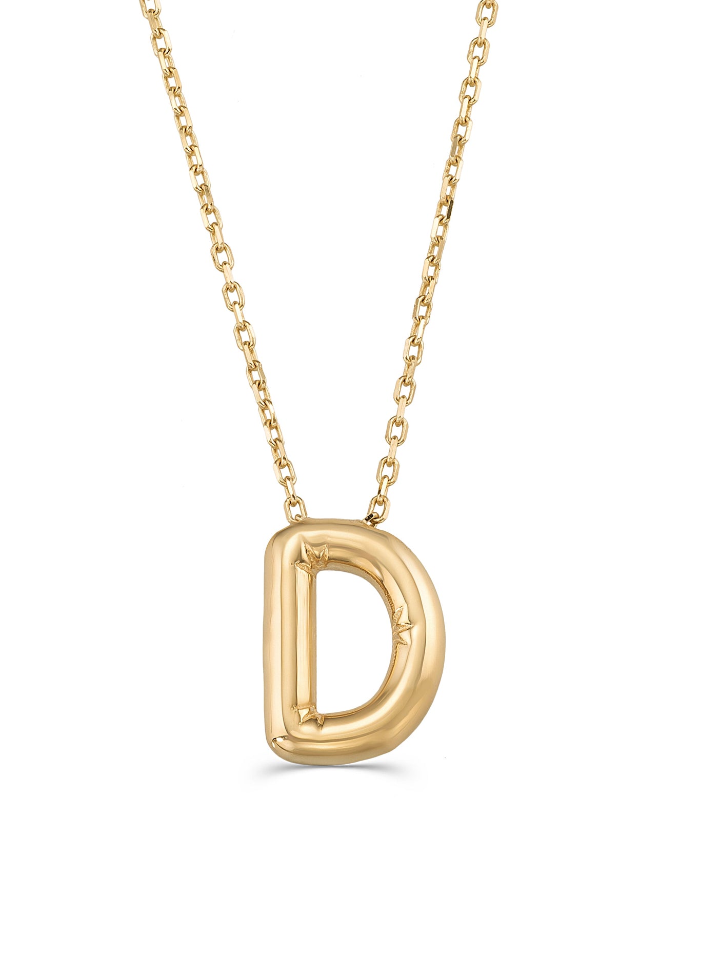 Letter D Classic Initial Necklace in 14K Gold by Elef Jewelry