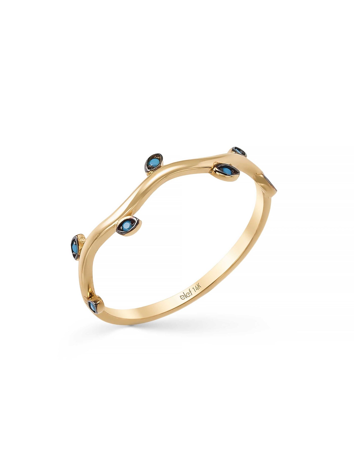 Dal Form Turquoise Stone Minimal Ring in 14K Gold by Elef Jewelry