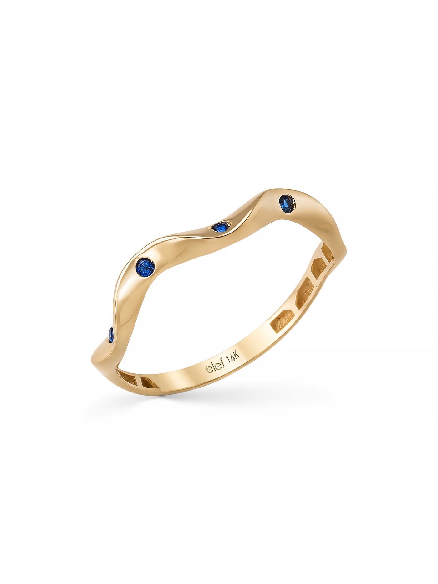 Wave Form Sapphire-Inspired Stone Ring in 14K Gold by Elef Jewelry