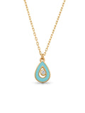 Drop Enamel & Solitaire Necklace in 14K Gold by Elef Jewelry