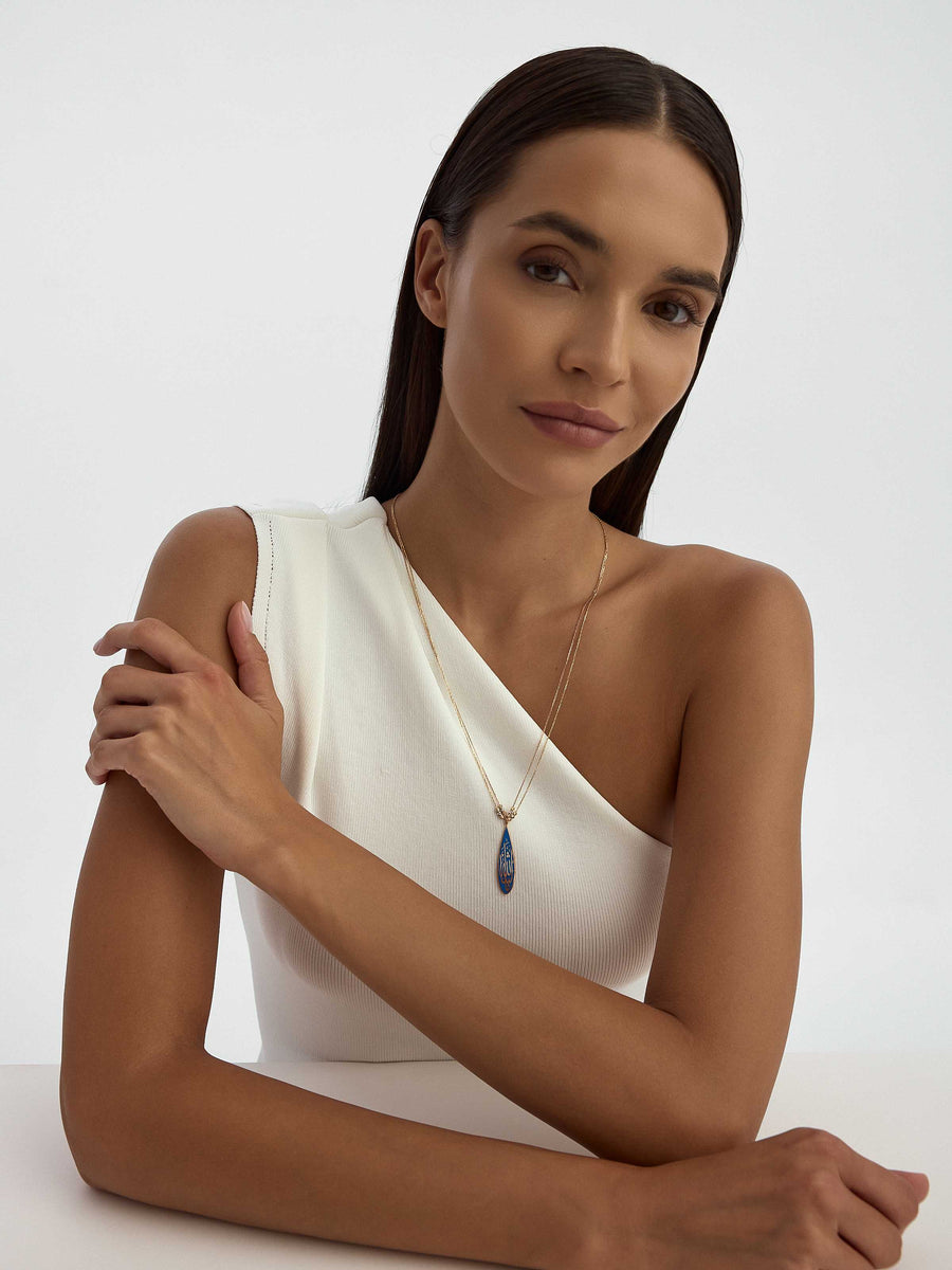 Drop Ya Fettah Inscribed Necklace in 14K Gold