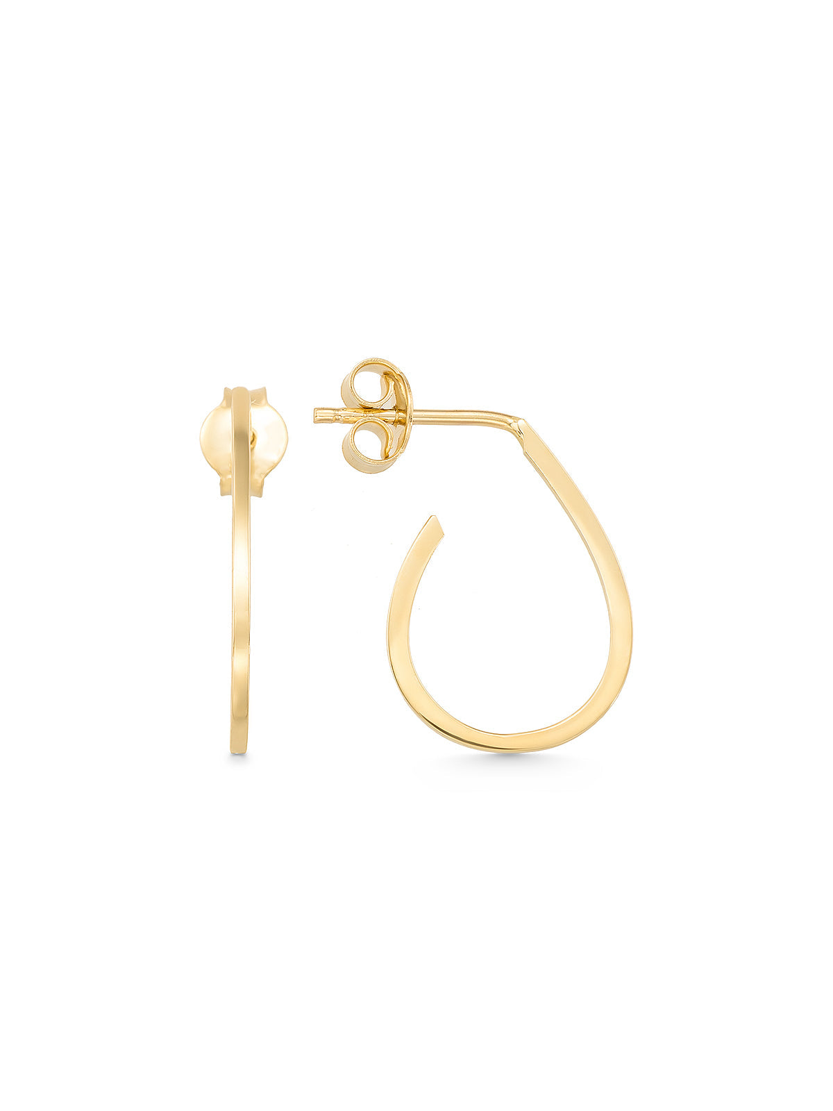 Teardrop Form Minimal Earrings in 14K Gold by Elef Jewelry