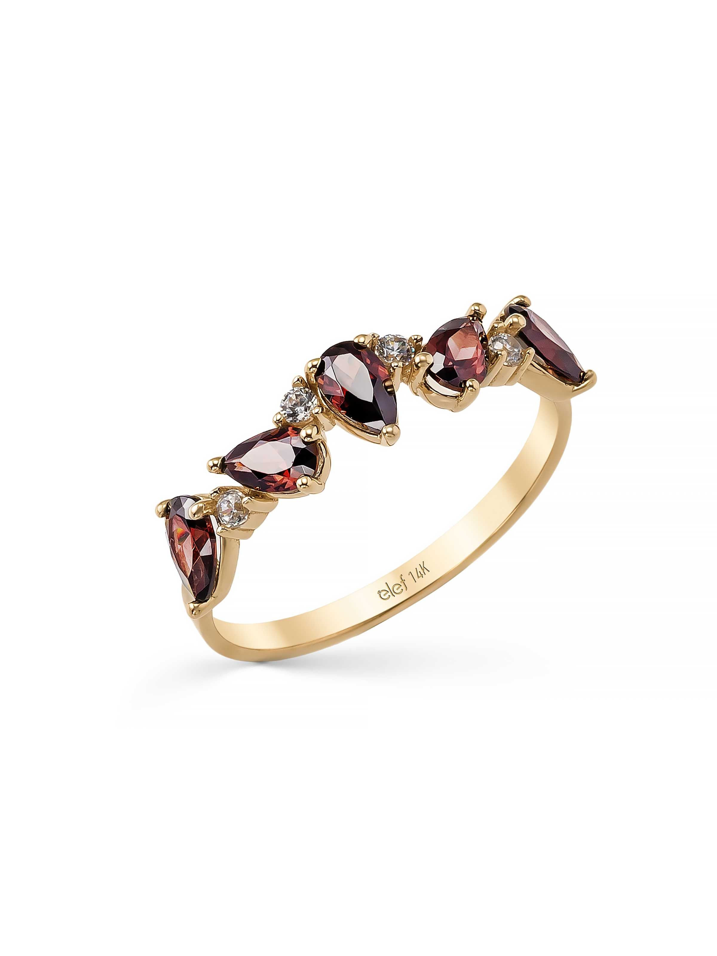 Pear-Cut Smoky Ring in 14K Gold by Elef Jewelry