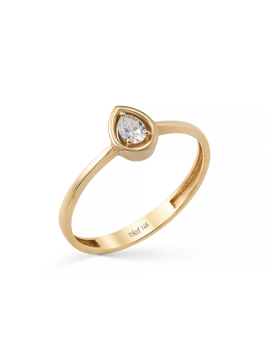Pear-Cut Minimal Ring in 14K Gold