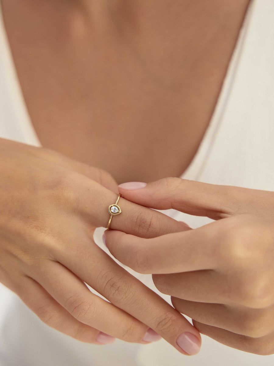Pear-Cut Minimal Ring in 14K Gold