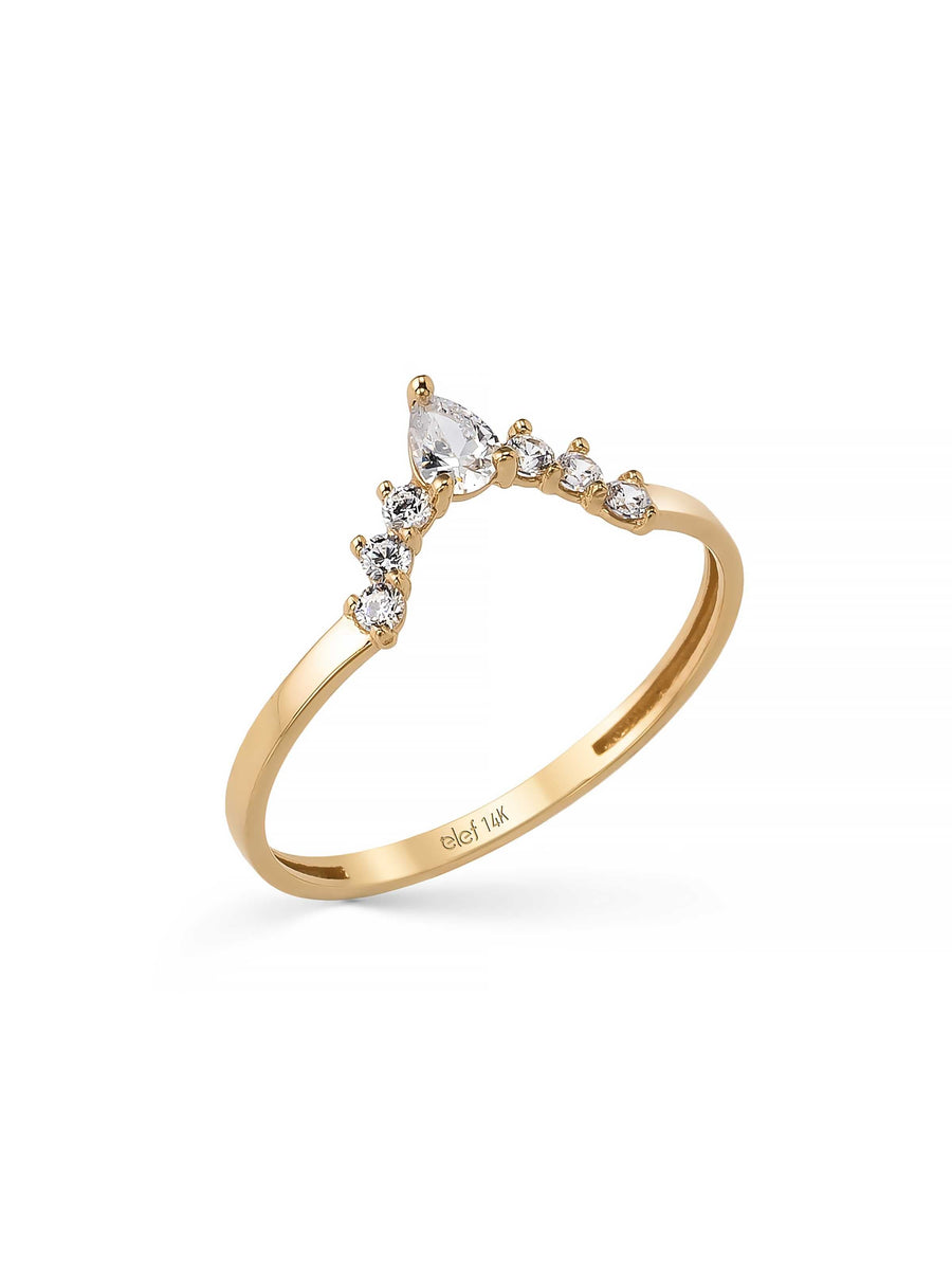 Pear-Cut Stone Ring in 14K Gold