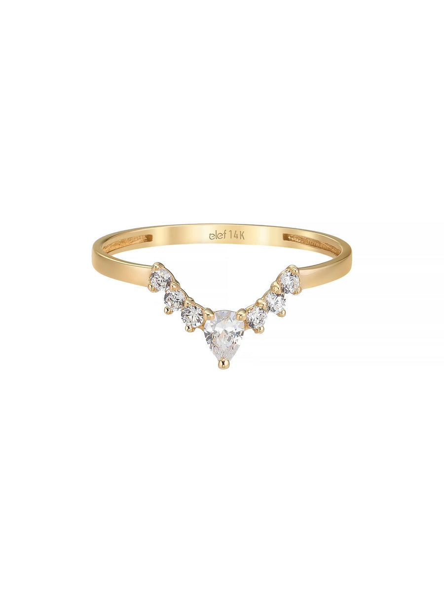 Pear-Cut Stone Ring in 14K Gold