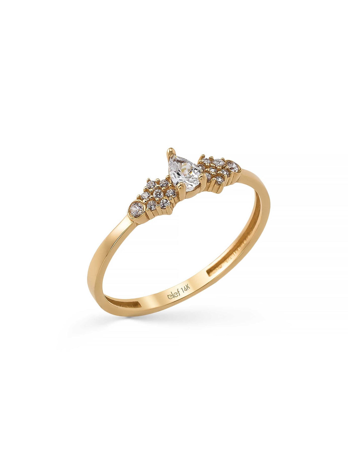 Pear-Cut Stone Trio Ring in 14K Gold by Elef Jewelry