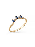 Drop Sapphire-Inspired & Diamond-Inspired Ring in 14K Gold by Elef Jewelry