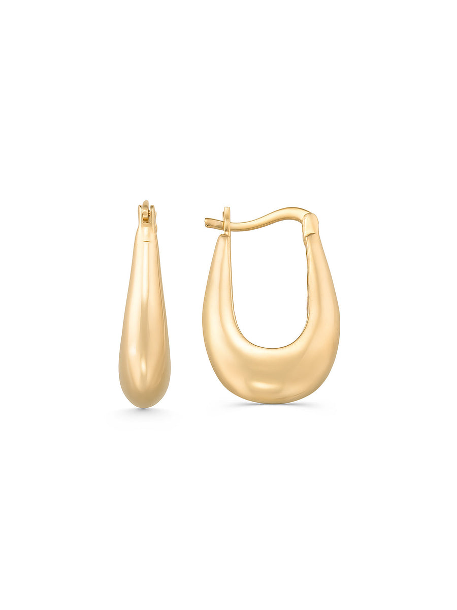 Drop Wide Form Earrings in 14K Gold