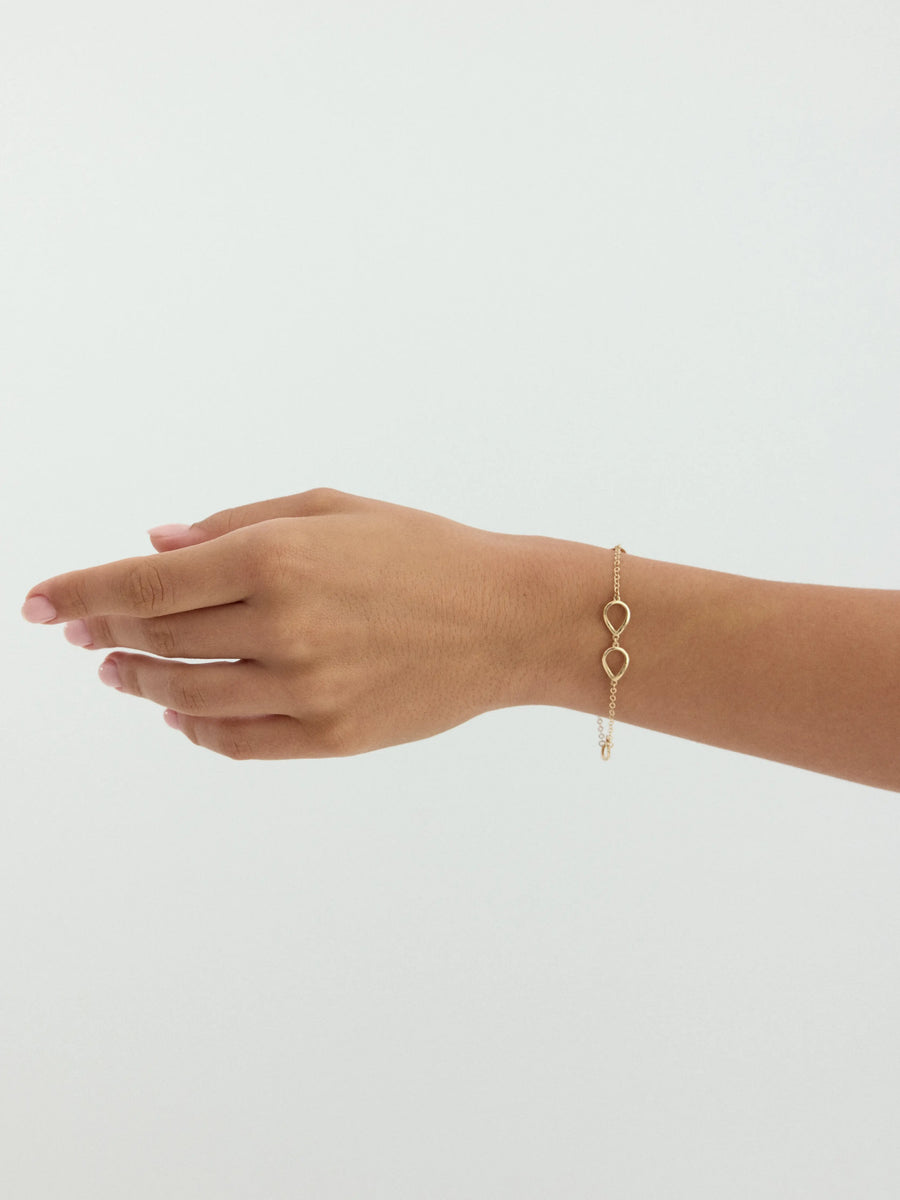 Drop-Like Ringed Minimal Bracelet in 14K Gold