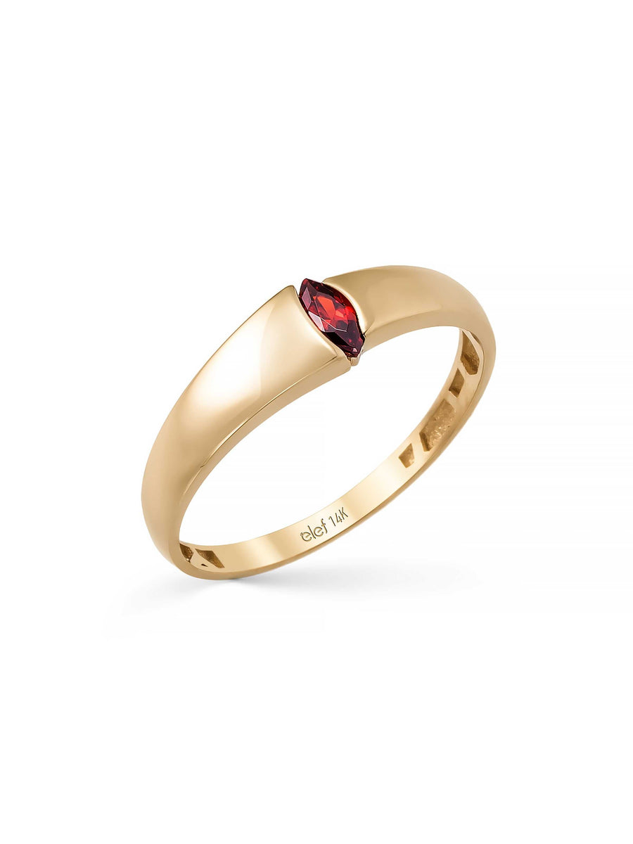 Drop Stone Form Minimal Ring in 14K Gold