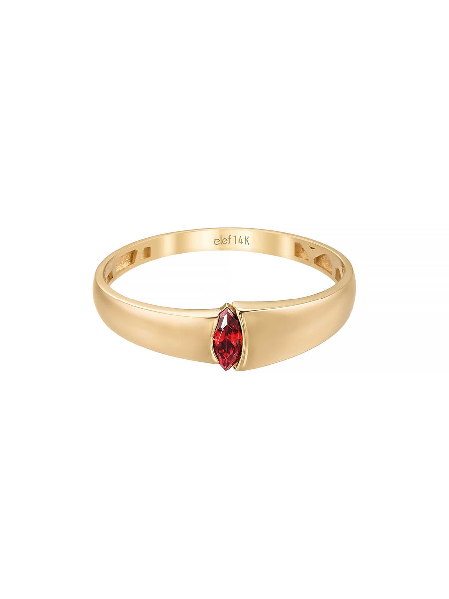Drop Stone Form Minimal Ring in 14K Gold