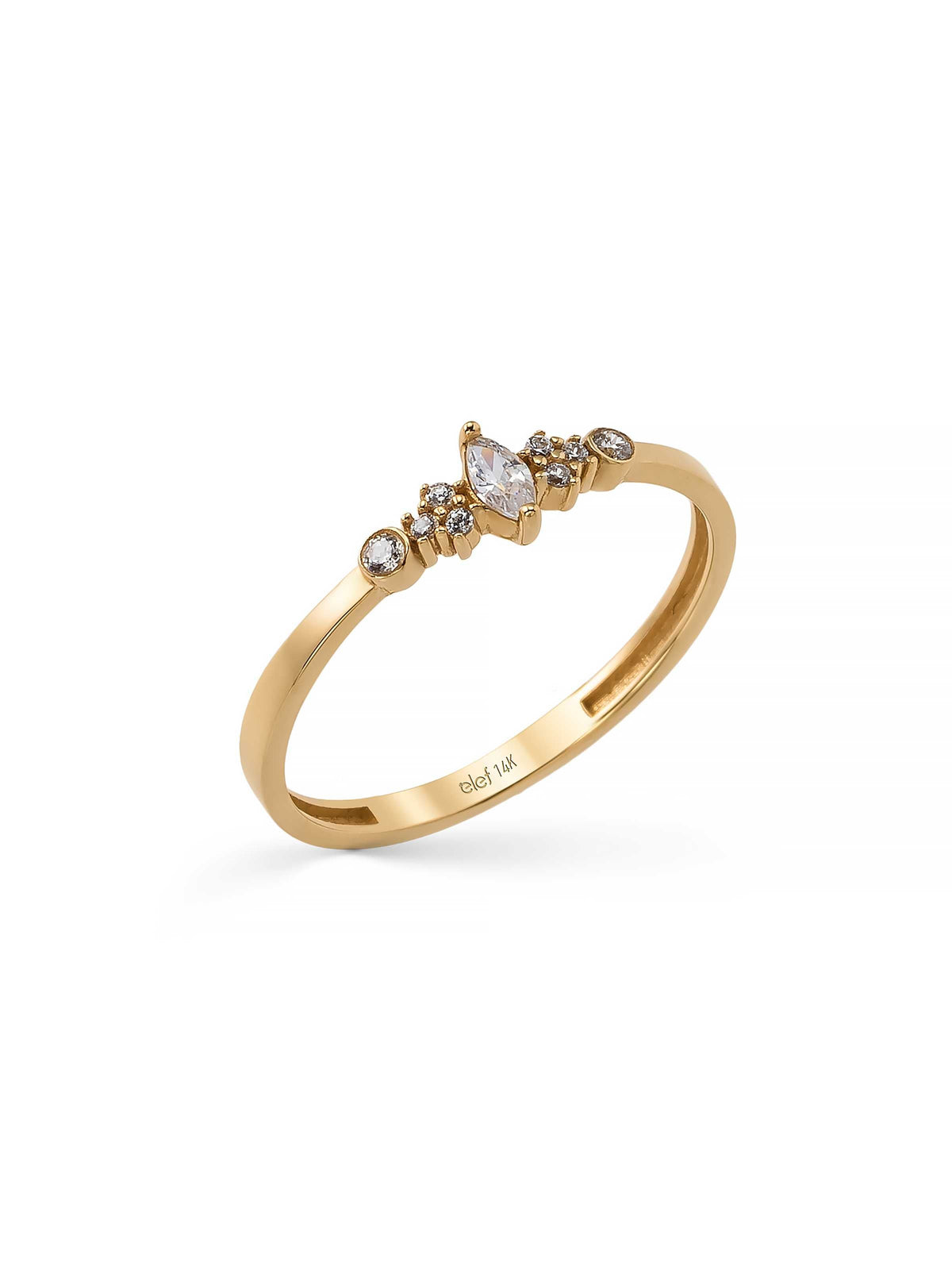 Drop Stone Form Trio Ring in 14K Gold by Elef Jewelry