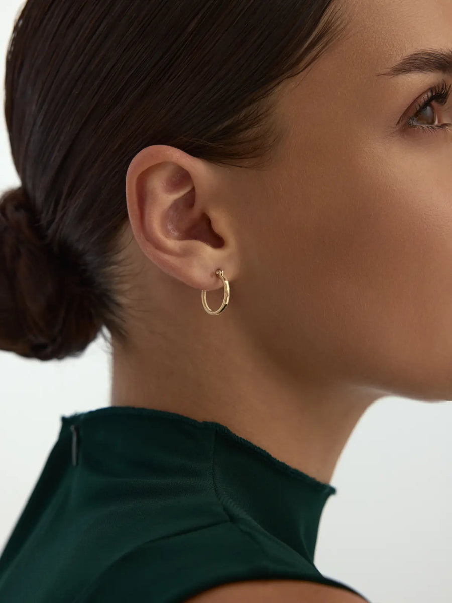 Patterned Hoop Earrings in 14K Gold