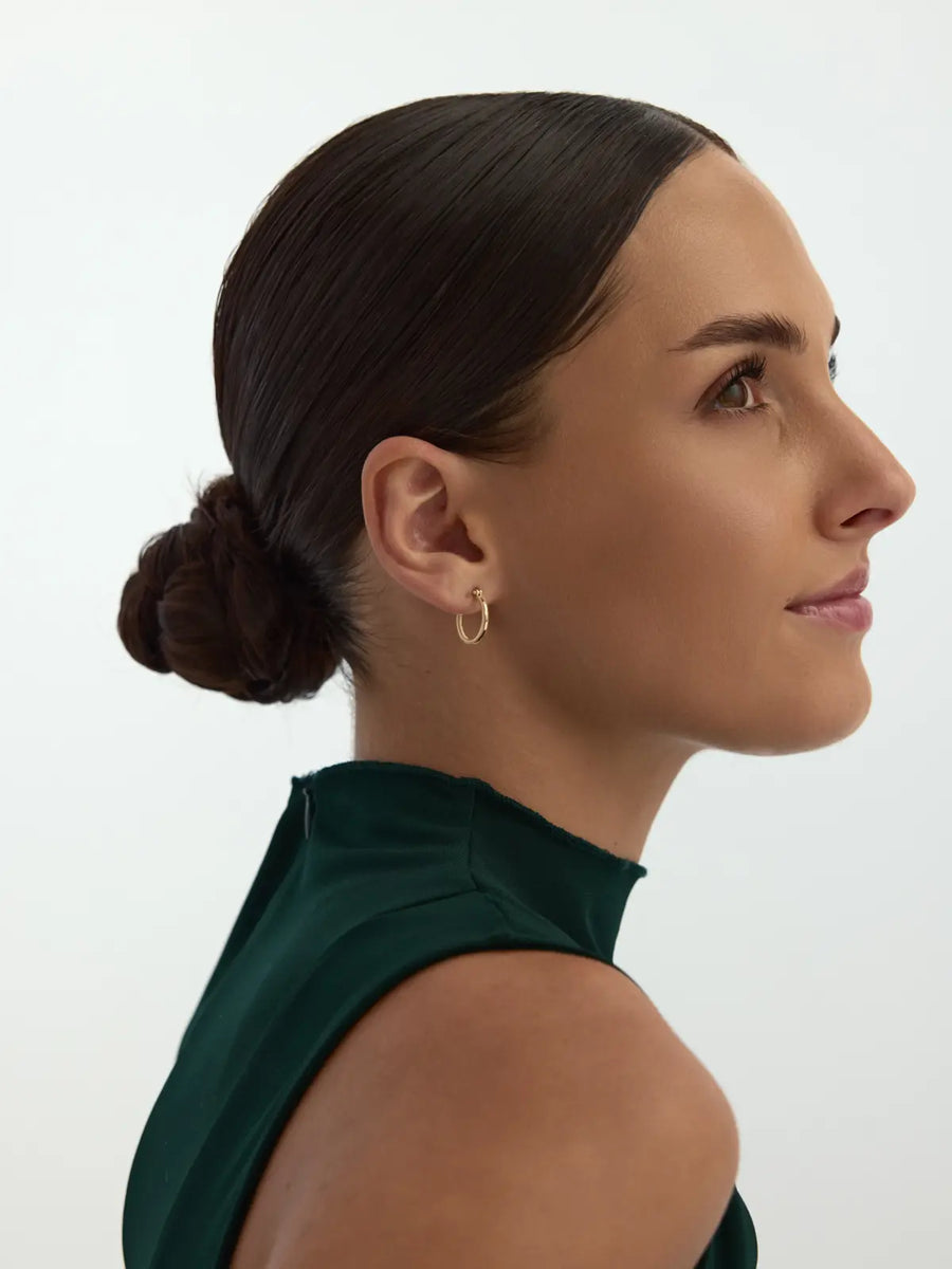 Patterned Hoop Earrings in 14K Gold