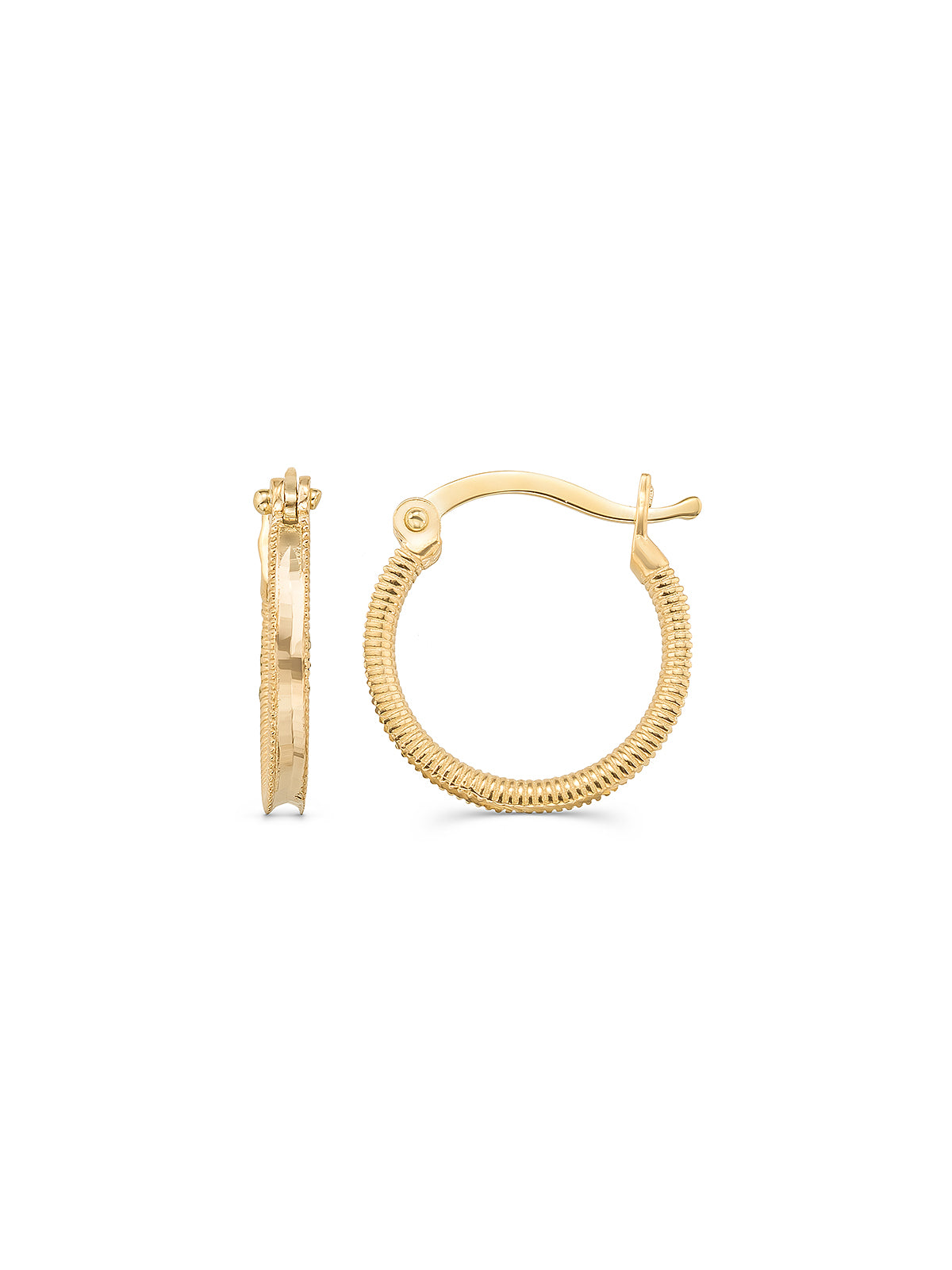 Patterned Hoop Earrings in 14K Gold by Elef Jewelry