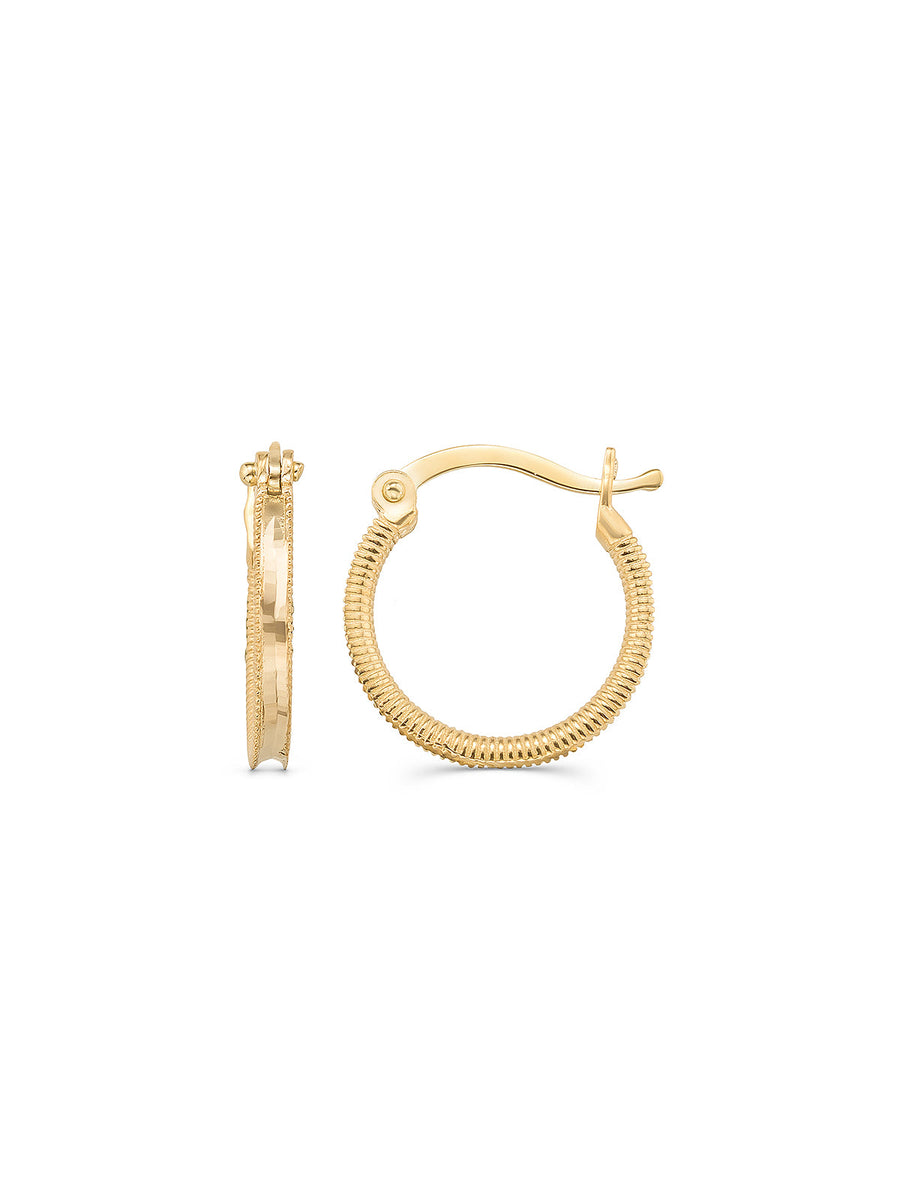 Patterned Hoop Earrings in 14K Gold
