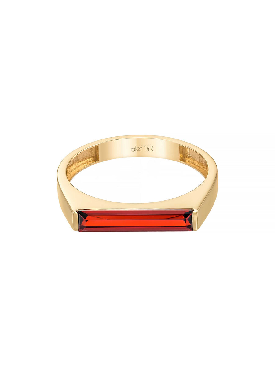 Rectangular Baguette Stone Ring in 14K Gold