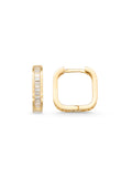Rectangular Form Row Baguette Stone Earrings in 14K Gold by Elef Jewelry