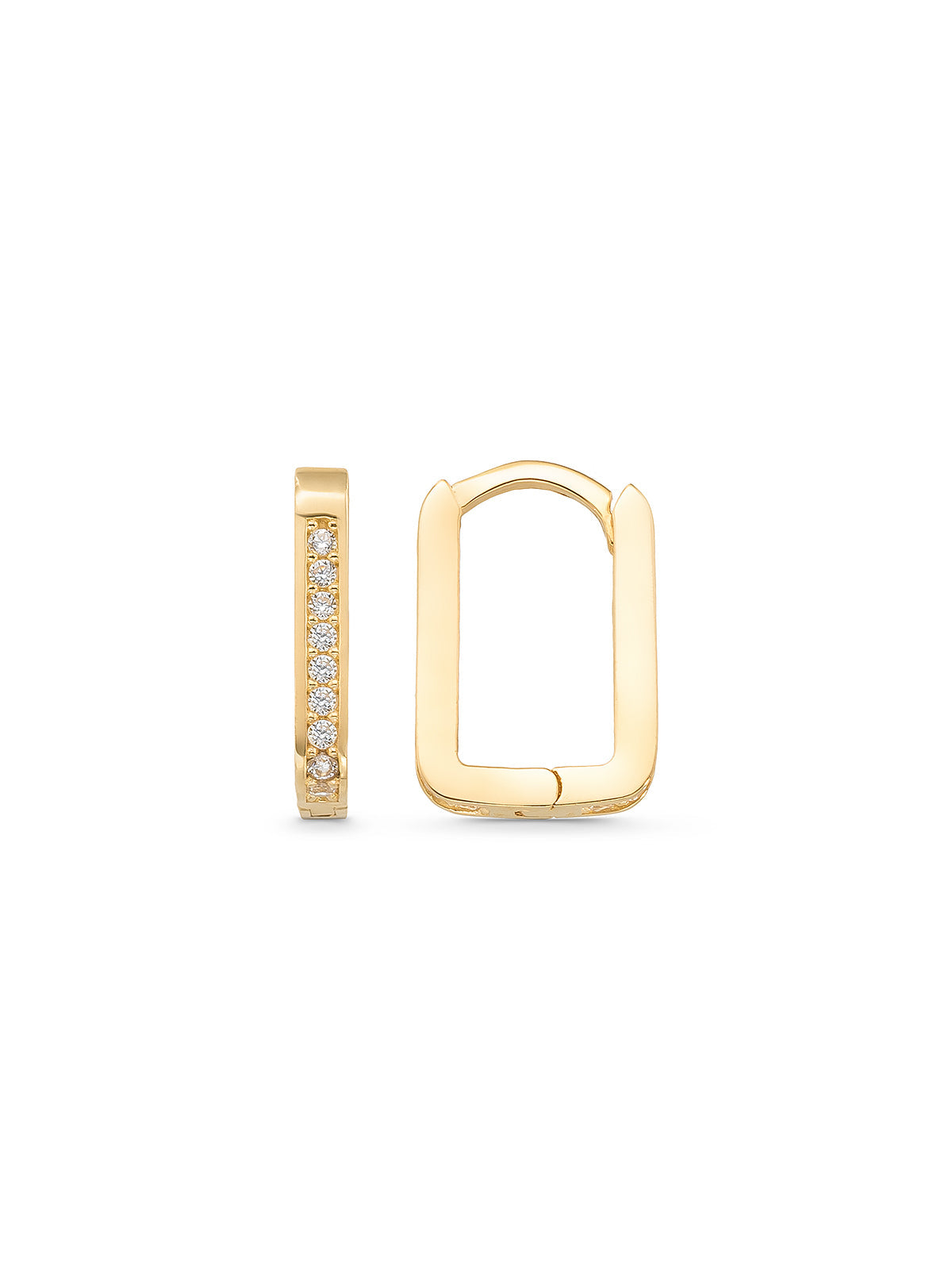 Rectangular Form Stone-Set Earrings in 14K Gold by Elef Jewelry