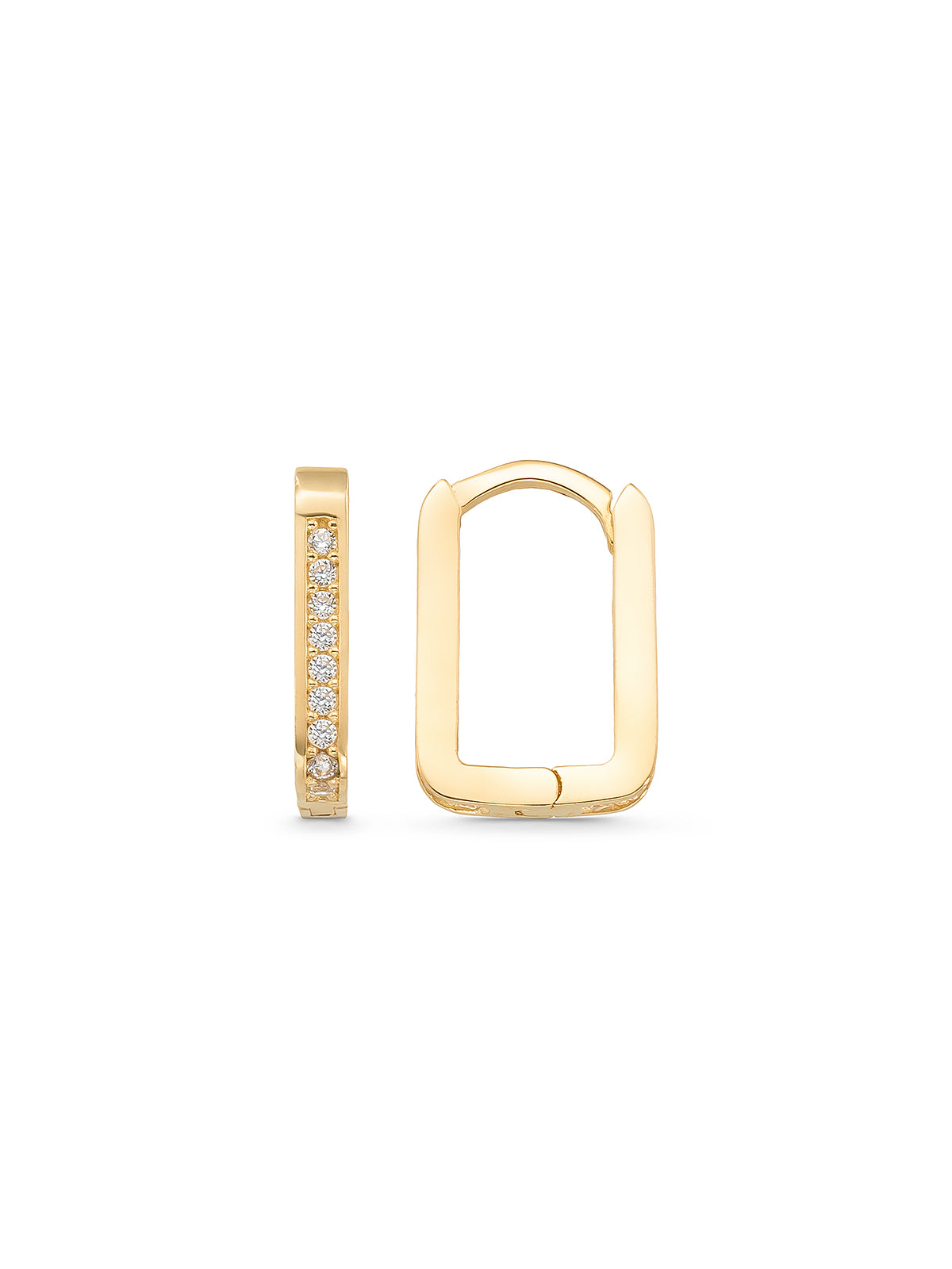 Rectangular Form Stone-Set Earrings in 14K Gold by Elef Jewelry