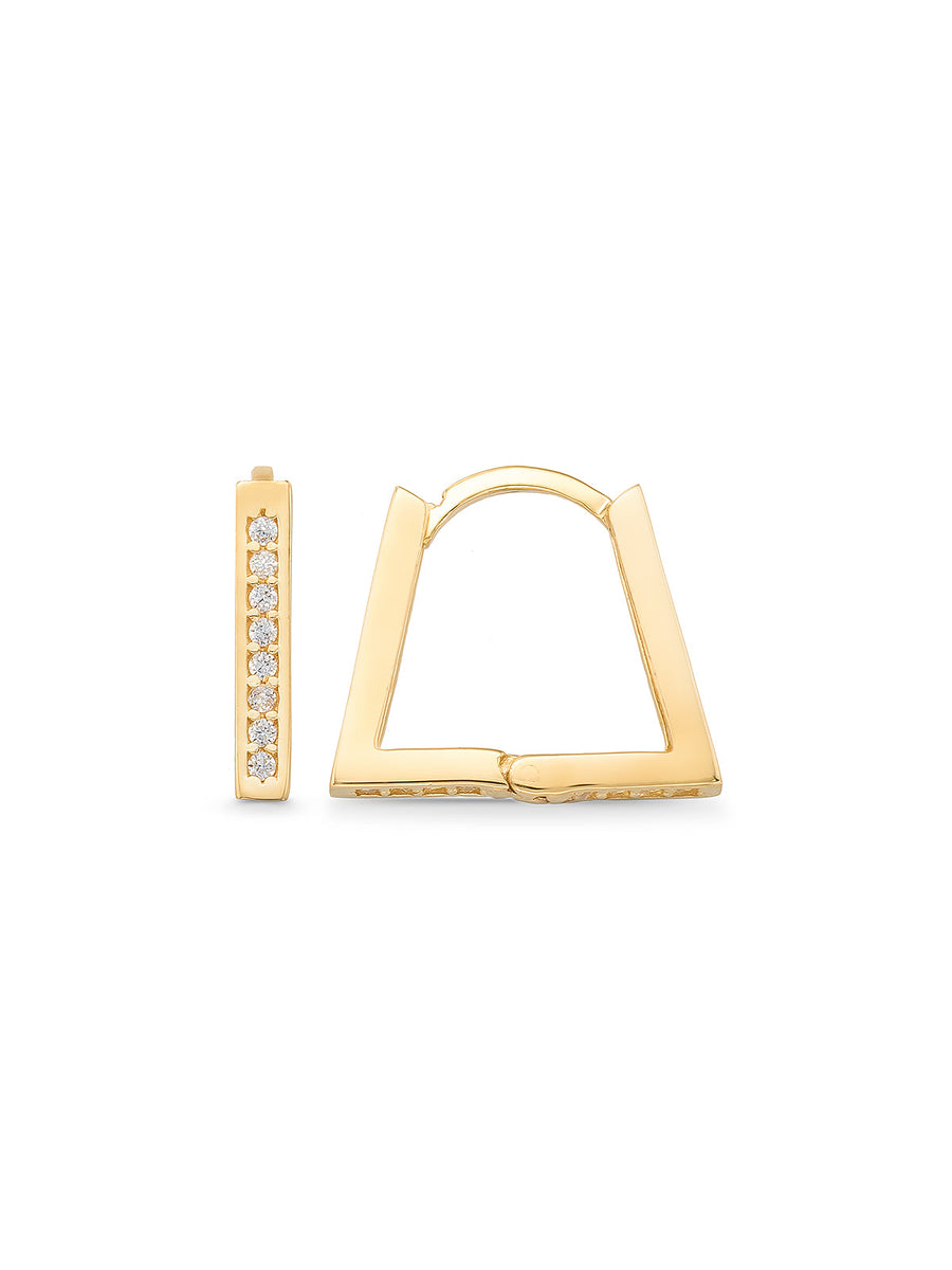 Rectangular Form Stone-Set Earrings Earrings in 14K Gold