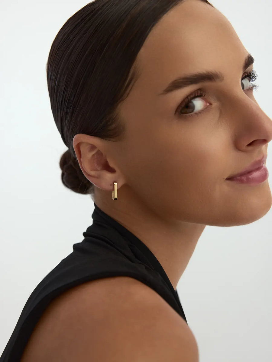 Rectangular Form Stone-Set Earrings Earrings in 14K Gold