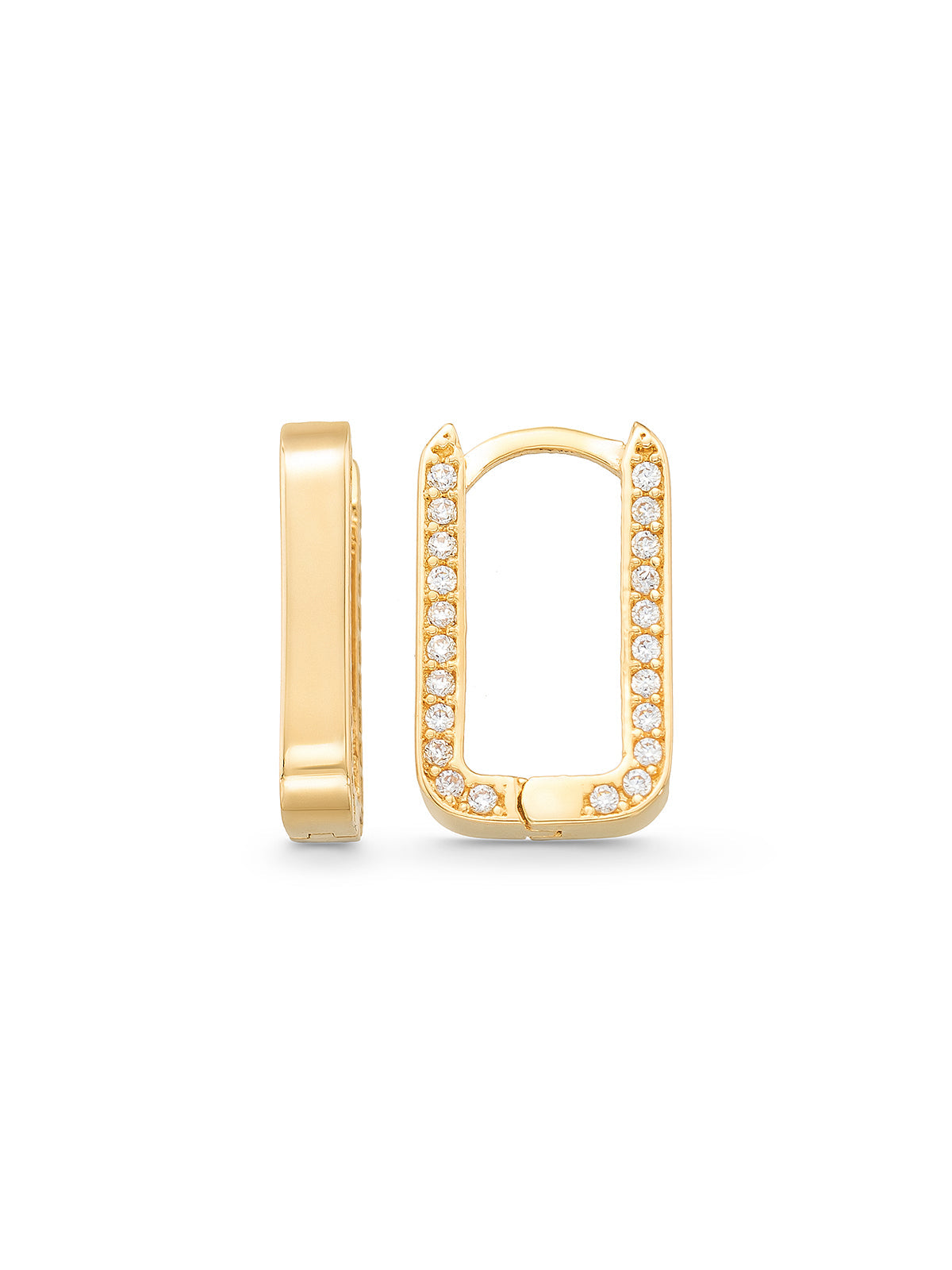 Rectangular Form Stone-Set Earrings Earrings in 14K Gold by Elef Jewelry